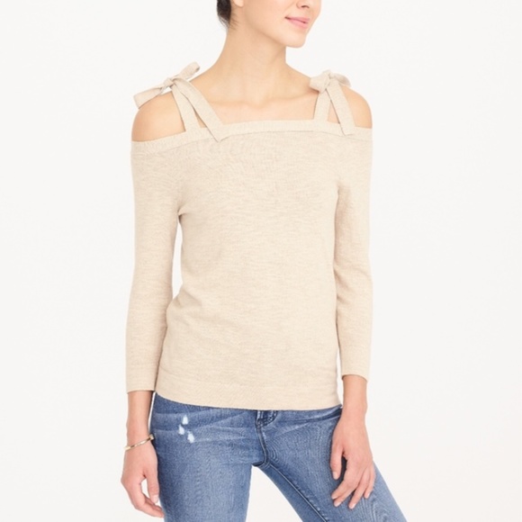 J. Crew Tie Shoulder Off-the-Shoulder Sweater - Picture 7 of 8